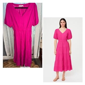 LOFT Pink‎ Cutout Maxi Dress Size Medium Cotton Blend